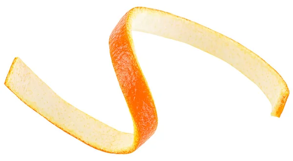Spiral Orange Skal Isolerad Vit Bakgrund Ovanifrån Apelsinskal — Stockfoto