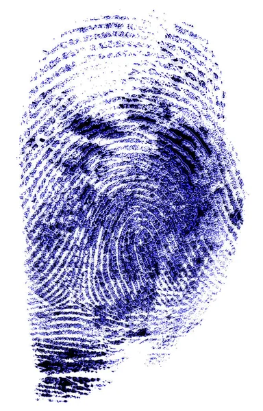Синій Відбиток Пальця Ізольовано Білому Тлі — стокове фото