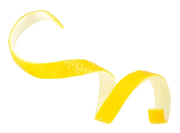 Fresh Lemon Peel White Background Citrus Twist Peel Healthy Food — Stock Photo, Image