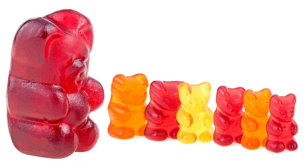 Žvýkání Želé Bonbóny Barevné Želé Medvídci Izolované Bílém Pozadí — Stock fotografie