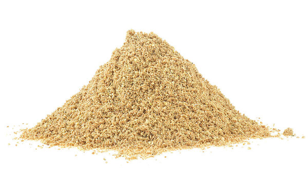 Pile of fennel powder isolated on a white background