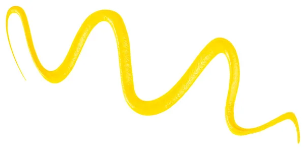 芥末溢出孤立在一个白色的背景 顶部视图 芥末酱波浪形线 — 图库照片