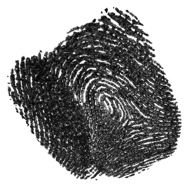 白纸上的黑色墨水指纹 孤立的真实指纹 — 图库照片