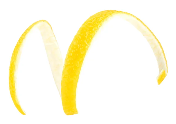 Спелые Лимонные Цедры Выделены Белом Фоне Свежий Лимонный Поворот — стоковое фото
