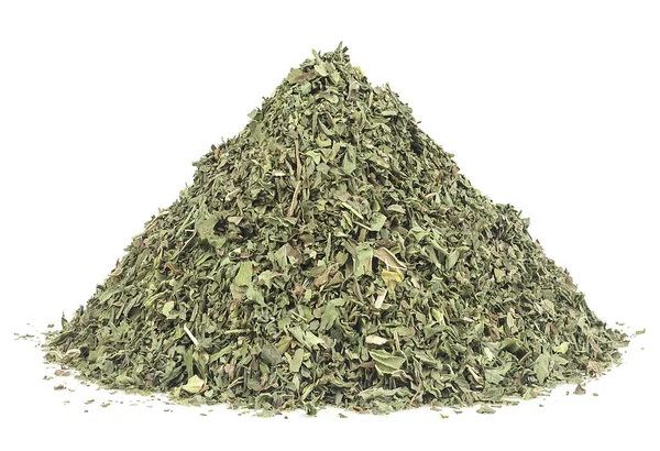 Pile Dried Crushed Mint Isolated White Background Peppermint Menthol — Stock Photo, Image