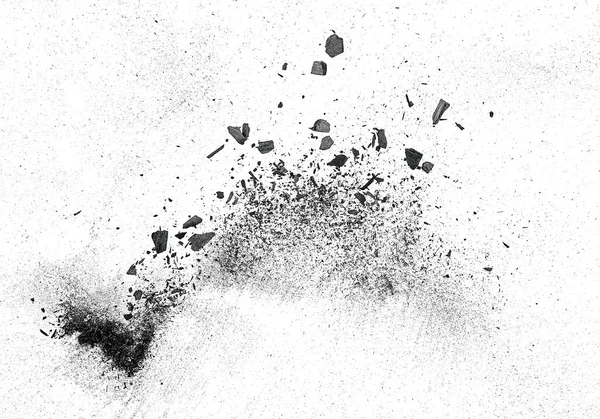 Partículas Carvão Isolado Fundo Branco Vista Cima Placer Cosméticos — Fotografia de Stock
