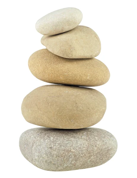 Zrównoważone Kamienie Zen Kamienie Kamienne Izolowane Białym Tle — Zdjęcie stockowe