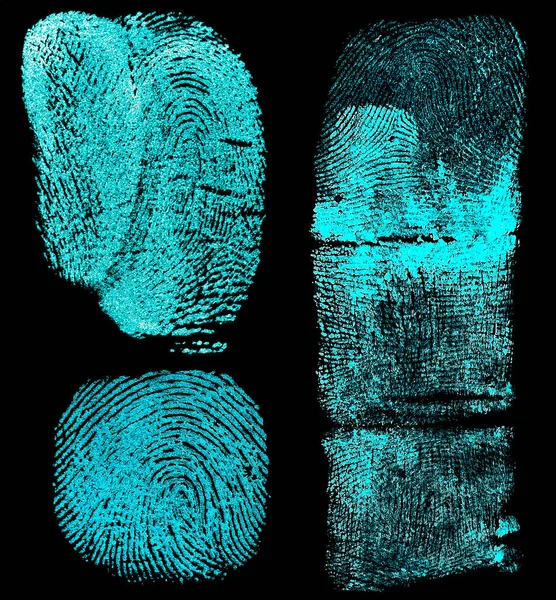 Collection Fingerprints Black Background Fingerprints Ultraviolet Lamp — Stock Photo, Image