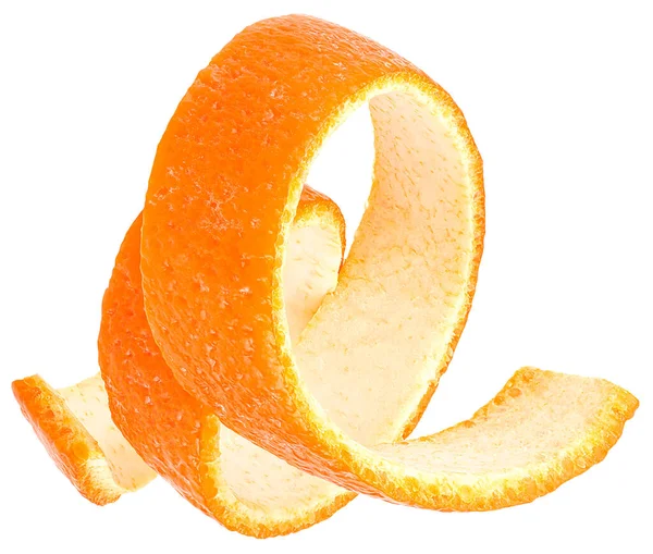 Coaja Fructe Proaspete Portocale Izolate Fundal Alb Orange Zest — Fotografie, imagine de stoc