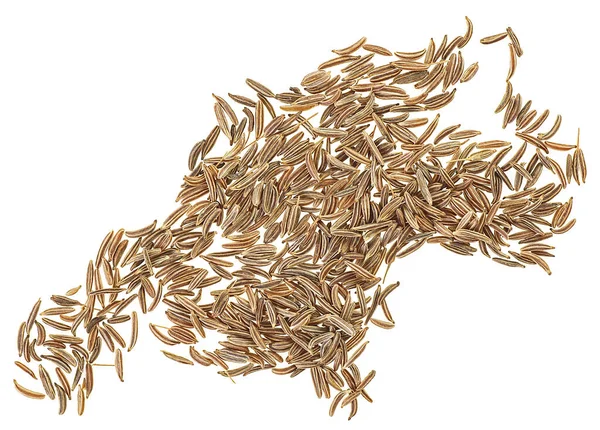 Органические Высушенные Тмина Семян Изолированы Белом Фоне Вид Сверху — стоковое фото