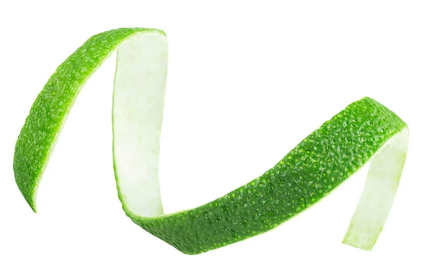 Schil Vers Limoenfruit Geïsoleerd Een Witte Achtergrond Limoenschil — Stockfoto