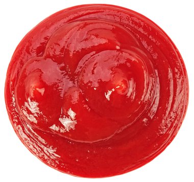 Beyaz arka planda izole edilmiş leziz domates ketçapı..