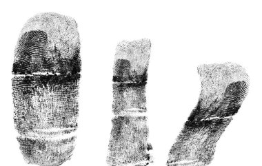 Collection of black fingerprints isolated on a white background, top view. clipart