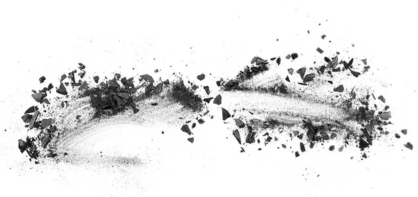 Černé Uhlíkové Částice Izolované Bílém Pozadí Horní Pohled Prášek Aktivního — Stock fotografie
