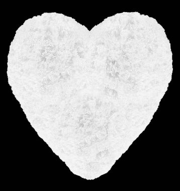 Siyah arka planda soğuk kar kalbi. Kış kartı.