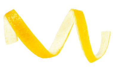 Taze limon kabuğu beyaz arka planda izole edilmiş, sitron..