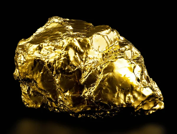 Pure Gold Ore Black Background Gold Nugget — Stock Photo, Image
