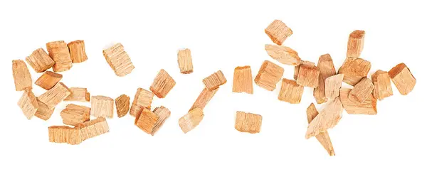 Chips För Rökning Kött Och Fisk Isolerad Vit Bakgrund Ovanifrån — Stockfoto
