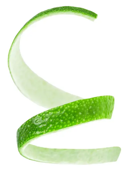 Fresh Thin Lime Peel Isolated White Background Lime Skin Lime — Zdjęcie stockowe