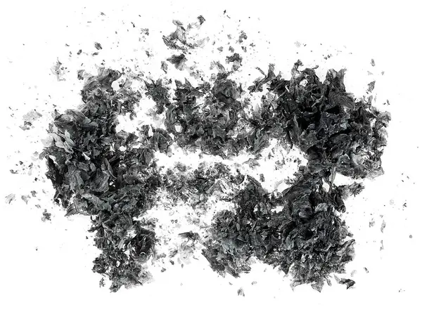 Кусочки Обожженной Бумаги Изолированы Белом Фоне Вид Сверху Пепел Газеты Стоковая Картинка