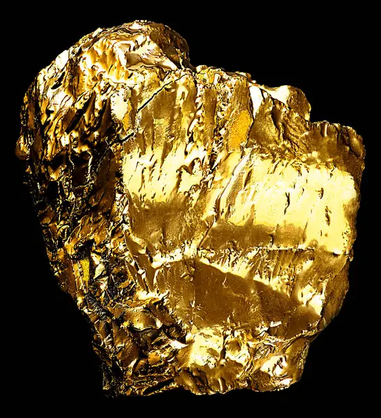 Один Золотой Самородок Черном Фоне Золотая Руда Лицензионные Стоковые Фото
