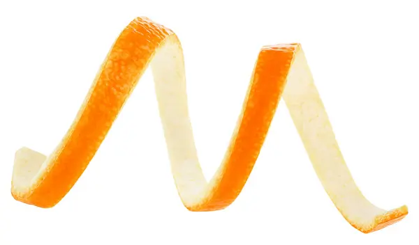 Спиральная Форма Оранжевой Кожи Изолирована Белом Фоне Спелая Апельсиновая Кожура Стоковая Картинка