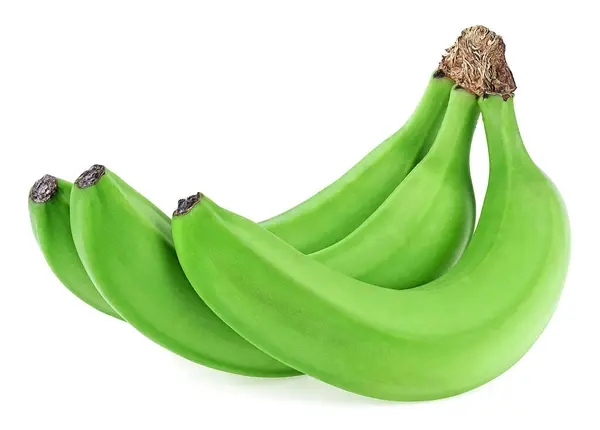 Manojo Plátanos Verdes Aislados Sobre Fondo Blanco Manojo Plátanos Tropicales Imagen de archivo