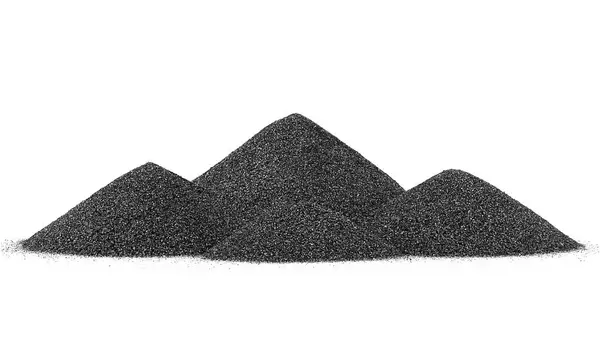 白い背景に隔離された黒い石英砂の山 粉砕された石英は建築材料 水処理および農業で使用されます ロイヤリティフリーのストック写真