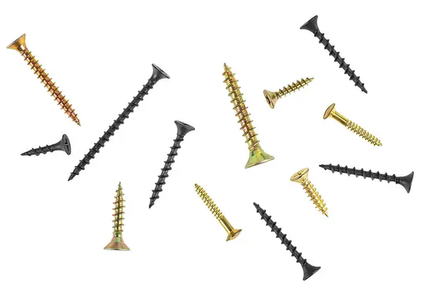 Group Different Screws Isolated White Background View Stock Photo