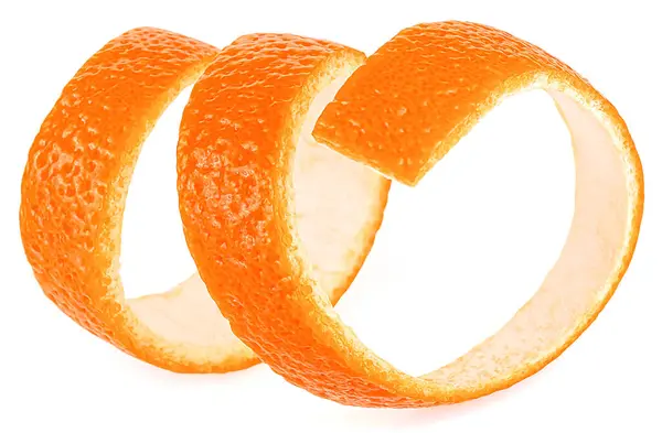 Single Fresh Orange Peel Isolated White Background Spiral Form Orange Stock Image