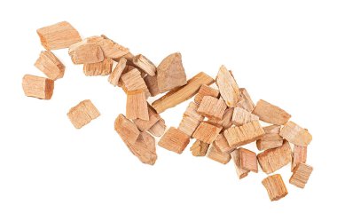 Beyaz arka planda izole edilmiş et ve balık cips, yukarıdan görünüm.