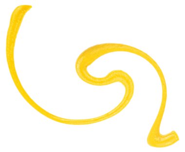 Beyaz arka planda izole edilmiş hardal sosu, üst manzara. Sarı hardal sosu lekesi.