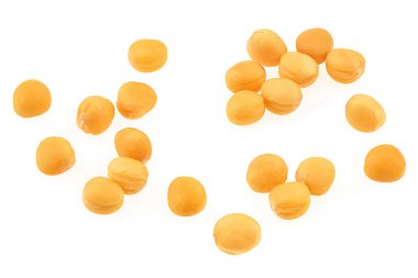 Sarı hardal tohumları beyaz arka planda izole edilmiş, üst manzara. Organik ürün. Makro.