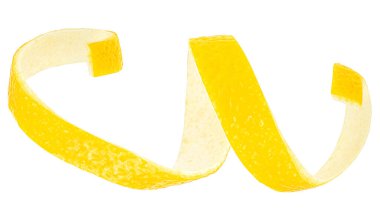 Beyaz arka planda izole edilmiş limon tadı. Citrus kabuğu. Limon meyvesi kabuğu.