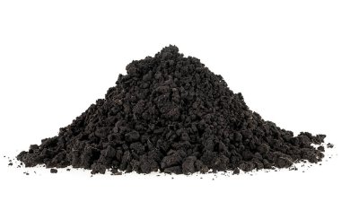 Beyaz arka planda izole edilmiş toprak yığını. Toprak yığını. Bereketli toprak.