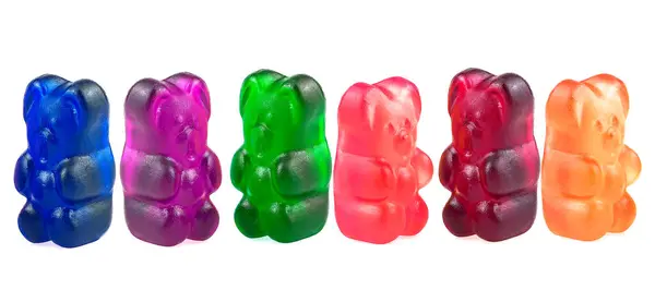 stock image Collection of colorful jelly bears isolated on a white background. Sweet candy food.