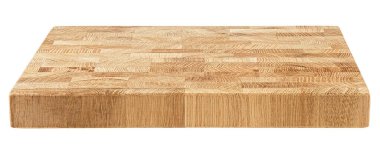 Kare meşe ağacı kesme tahtası beyaz arka planda izole edilmiş. Tahta kesim tahtası..