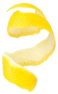 Beyaz arka planda izole edilmiş taze limon tadı. Turunçgil kabuğu. Limonlu.