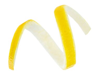 Taze limon kabuğu beyaz arka planda izole edilmiş. Kıvırcık limon. Citron.