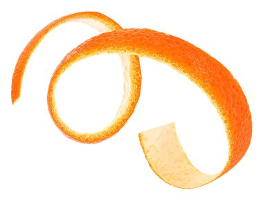 Beyaz arka planda izole edilmiş taze olgun portakal meyvesi kabuğu. Citrus lezzeti.
