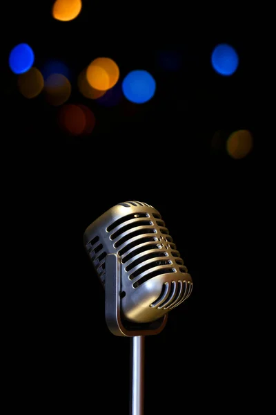 Retro Mikrofon Barevném Pozadí Hudba Zpívající Koncept — Stock fotografie