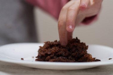 Çikolata parçacıklı kurabiye el.