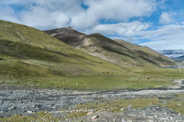 Krajobraz Drodze Między Karo Pass Simu Pass Tybet — Zdjęcie stockowe