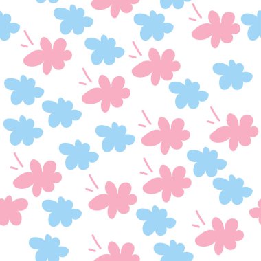 Şirin mavi ve pembe bulutlar pürüzsüz desen. Çocuk tişörtü için vektör illüstrasyon baskısı