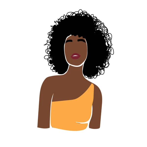 Portrait Abstrait Belle Femme Noire Visage Féminin Afro Américain Contemporain — Image vectorielle