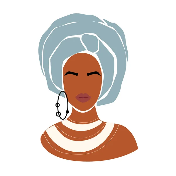 Абстрактный Портрет Черной Женщины Современная Тенденция Минималистская Африканская Женщина Стиле — стоковый вектор