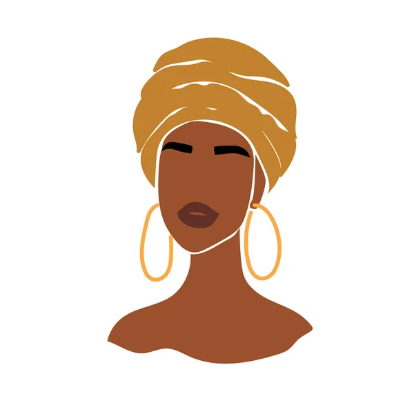 Beautiful Black Woman Minimalism Style Abstract Portrait African American Woman — Stock Vector