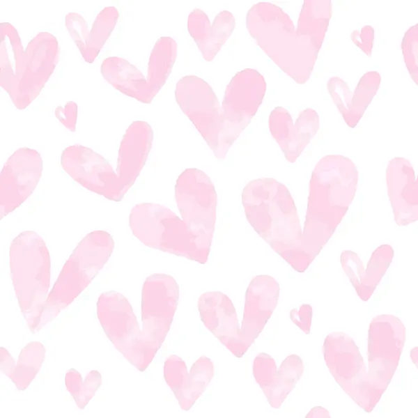 Akvarel Růžové Srdce Hladký Vzor Bílém Pozadí Valentýnský Koncept — Stockový vektor