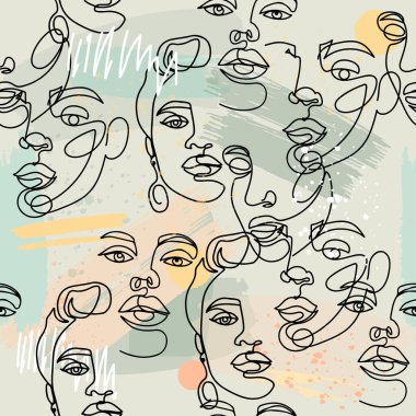 Soyut kadınlar tek sıra halinde, kusursuz sanat yapısına sahiptirler. Trend minimalist karalama biçimi