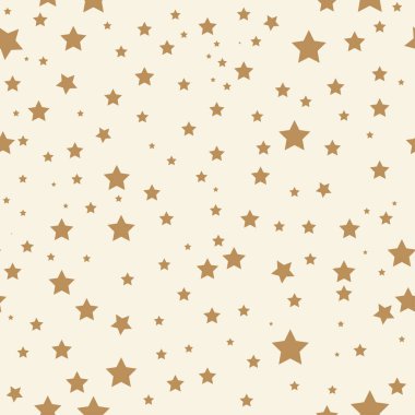 Altın yıldızlar kusursuz desen. Vektör. Paketleme, giysi ve tişört tasarımı. Yıldızlı gökyüzü